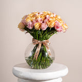 SimplyPhoolish flower arrangement 200 Roses / Pastel (peach & pale pink) A Very Rosy Bowl