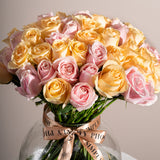 SimplyPhoolish flower arrangement 100 Roses / Pastel (peach & pale pink) A Very Rosy Bowl