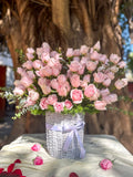 SimplyPhoolish flower arrangement Centurian Blush Rose Basket