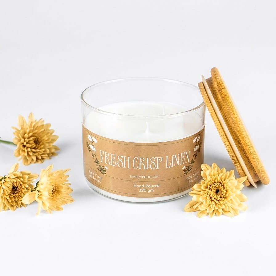 Simply Phoolish Fragrant Candle Fresh Crisp Linen Scented Candle